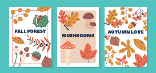 Banners With Vibrant Autumn Plants And Leaves, Capturing The Essence Of The Season Beauty, Backgrounds