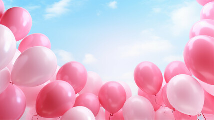 Celebration party banner with pink balloons
