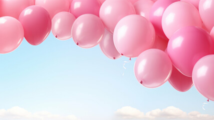 Celebration party banner with pink balloons
