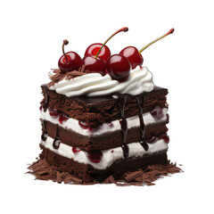 Black Forest cake isolated on white created with Generative AI