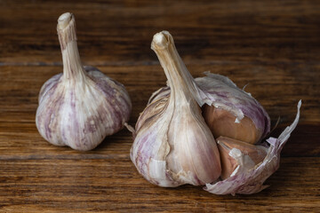 garlic on a wooden table