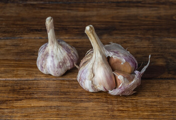 garlic on a wooden table