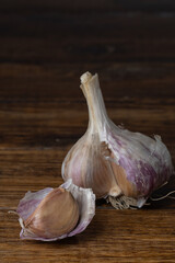 garlic on wooden background