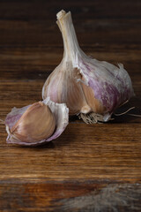 garlic on a wooden board