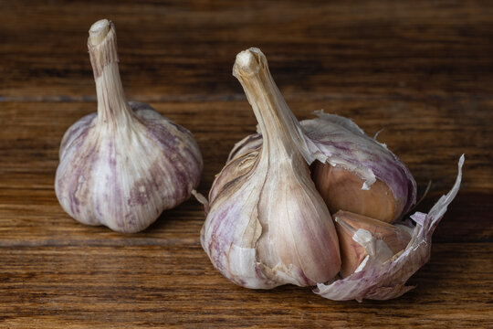 garlic on a wooden table