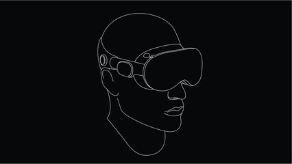 Headset vision pro illustration, line 