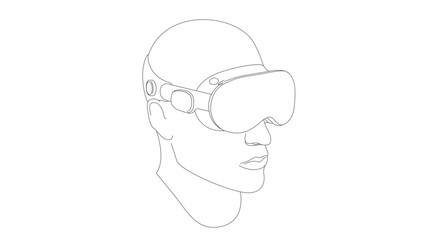 Headset vision pro illustration, line 
