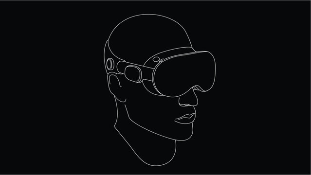 Headset vision pro illustration, line 