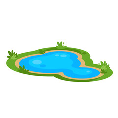 natural pond flat vector illustration clipart isolated on white background
