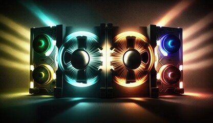 glowing electronic stereo box speaker background a modern equipment generative ai