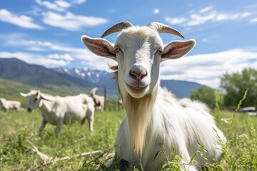 goat on the meadow, close up photo