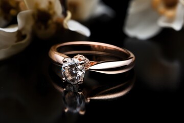 realistic and luxurious ring jewelry photography with shiny stone generative ai