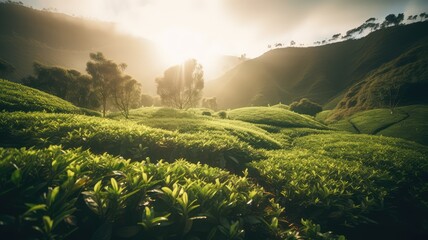 natural and herbal tea farm land scenery for organic agriculture generative ai