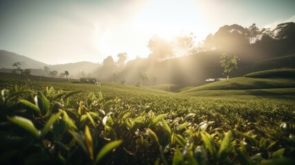 natural and herbal tea farm land scenery for organic agriculture generative ai