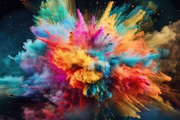 abstract colorful powder burst texture for holi festival generative ai