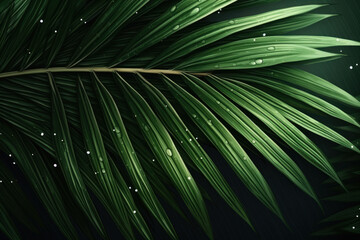 Wet palm leaves.