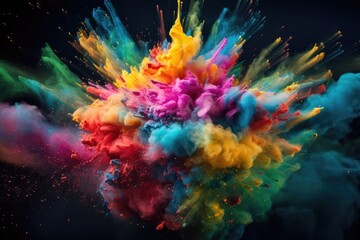isolated colorful powder texture with explosion effect generative ai