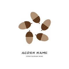 five acorn circle simple flat vector logo 