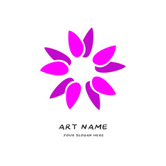 Fototapeta premium pink flower art logo simple flat 