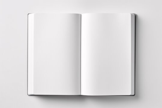 Top View Book Mockup with Open Book Blank White Page on Dark Gray Background