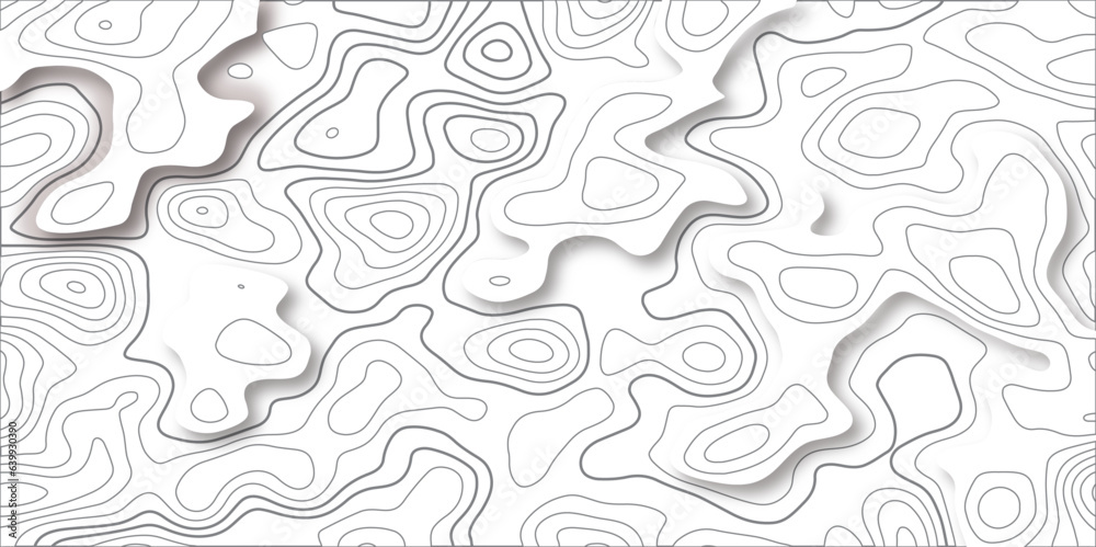 Poster Topographic map. Geographic mountain relief. Abstract lines background. Topo contour map on white background, Topographic contour lines vector map seamless pattern vector  illustration.