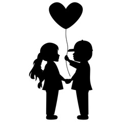 little boy and girl silhouette illustration