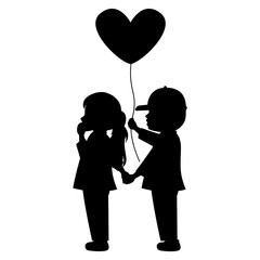 little boy and girl silhouette illustration