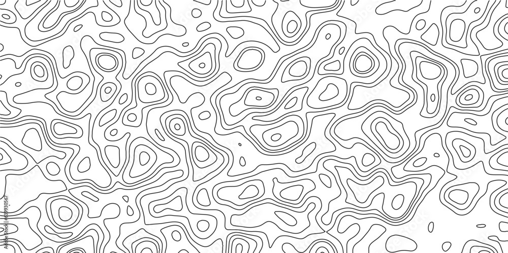 Poster Retro topographic map.White wave paper curved reliefs abstract background .Modern design with White background with topographic wavy pattern design. Contour maps. Vector illustration. 