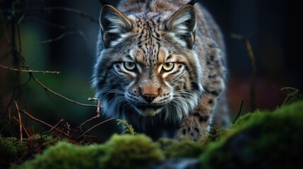 Fototapeta premium portrait of a lynx in forest