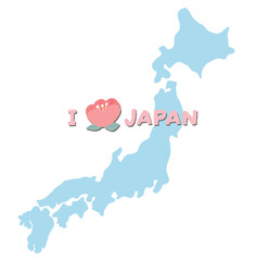 Vector of I love Japan with map illustration