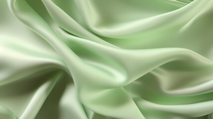 Obraz premium Light green silk satin background. Beautiful soft folds on the smooth surface of the fabric 