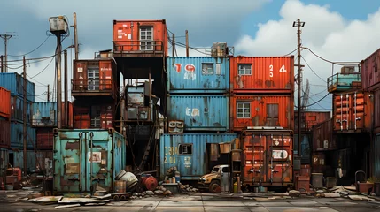 Papier Peint photo Vieux bâtiments abandonnés container-based settlements