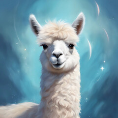 Abstract portrait of a llama. Generative AI.