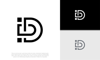 Initials D logo design. Initial Letter Logo. Innovative high tech logo template.