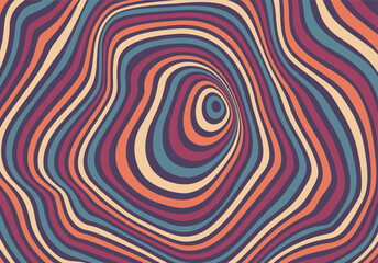 Groovy abstract retro 70s background with repeating colorful circles. Vector trendy illustration in psychedelic style.	