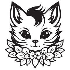 Cat logo minimalism, black cute cat, pet stock animation, pet cat image, ginger cat, animal vector silhouette.