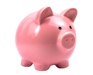 Pink piggy bank isolated on white background. Concept of preserving, saving money