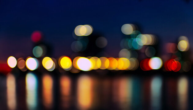 Abstract circular boken nigth background. Lens blured boke effect.