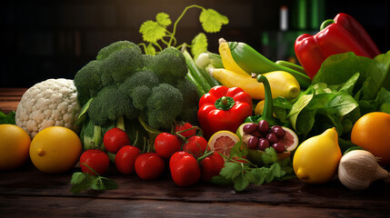 Vibrant and glossy textures of fresh fruits and vegetables