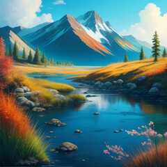 Obraz premium landscape with lake