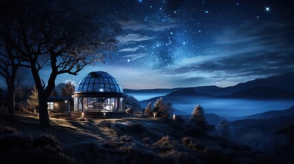 The observatory in the night landscape.