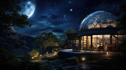 Obraz premium The observatory in the night landscape.