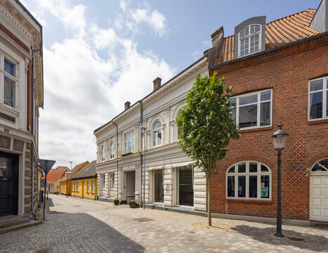 Happy walk through Varde city's old town on a great summer's day. West Jutland, Region Southern Denmark