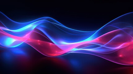Naklejka premium Abstract Flowing blue and purple Neon wave on Dark Background
