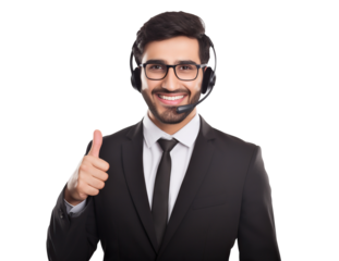 Smiling call center assistant, cut out