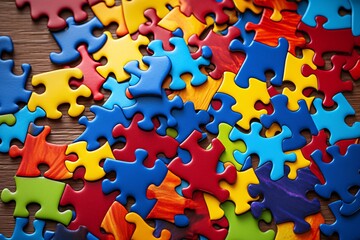 A neatly arranged jigsaw puzzle on a pristine background