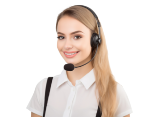 Smiling call center assistant, cut out