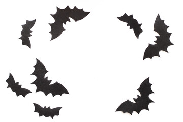 Paper bats on a purple background, Halloween concept