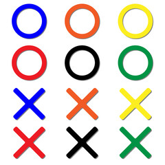 Fototapeta premium カラフルな丸バツのアイコンセット