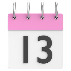 3D calendar. Day 13. Thirteenth day of the month. 3D illustration.